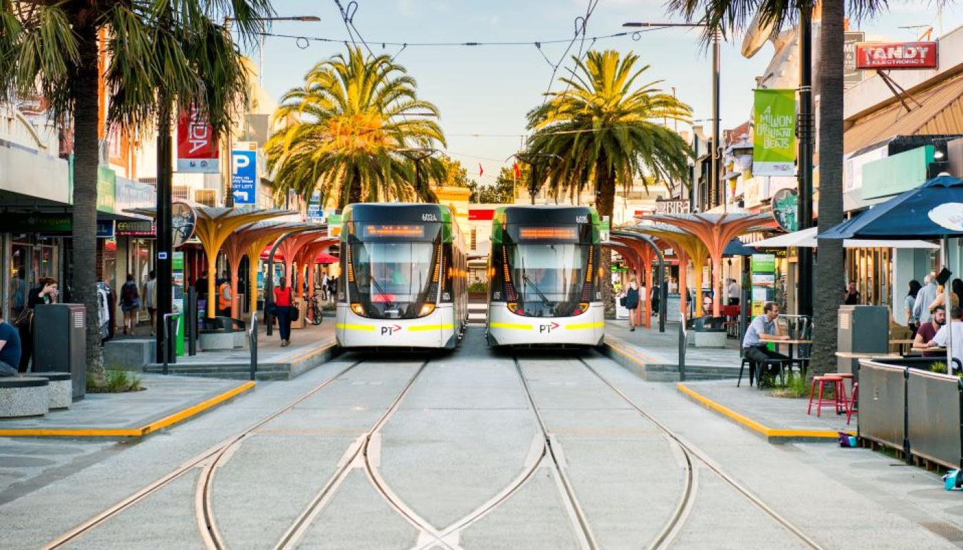 Australia - saint kilda - yarra trams in pair