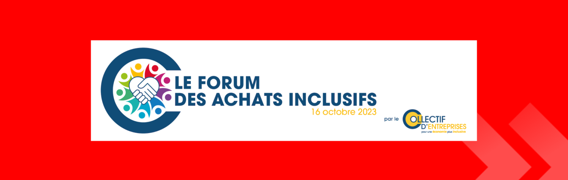 Forum des achats inclusifs bandeau de couverture fond rouge