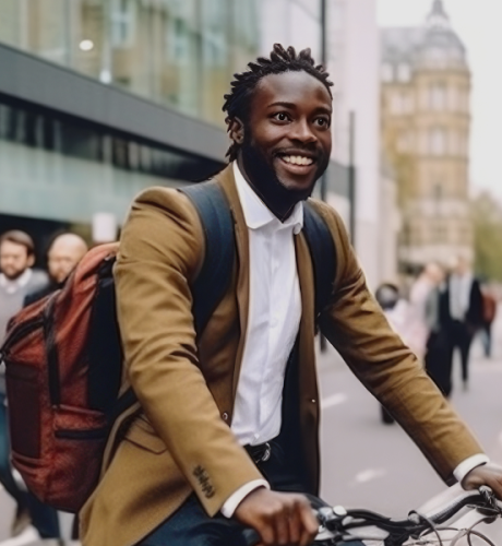 Jeune homme à vélo dans la rue en ville - Graduate Programme