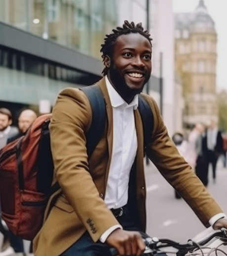 Jeune homme à vélo dans la rue en ville - Graduate Programme