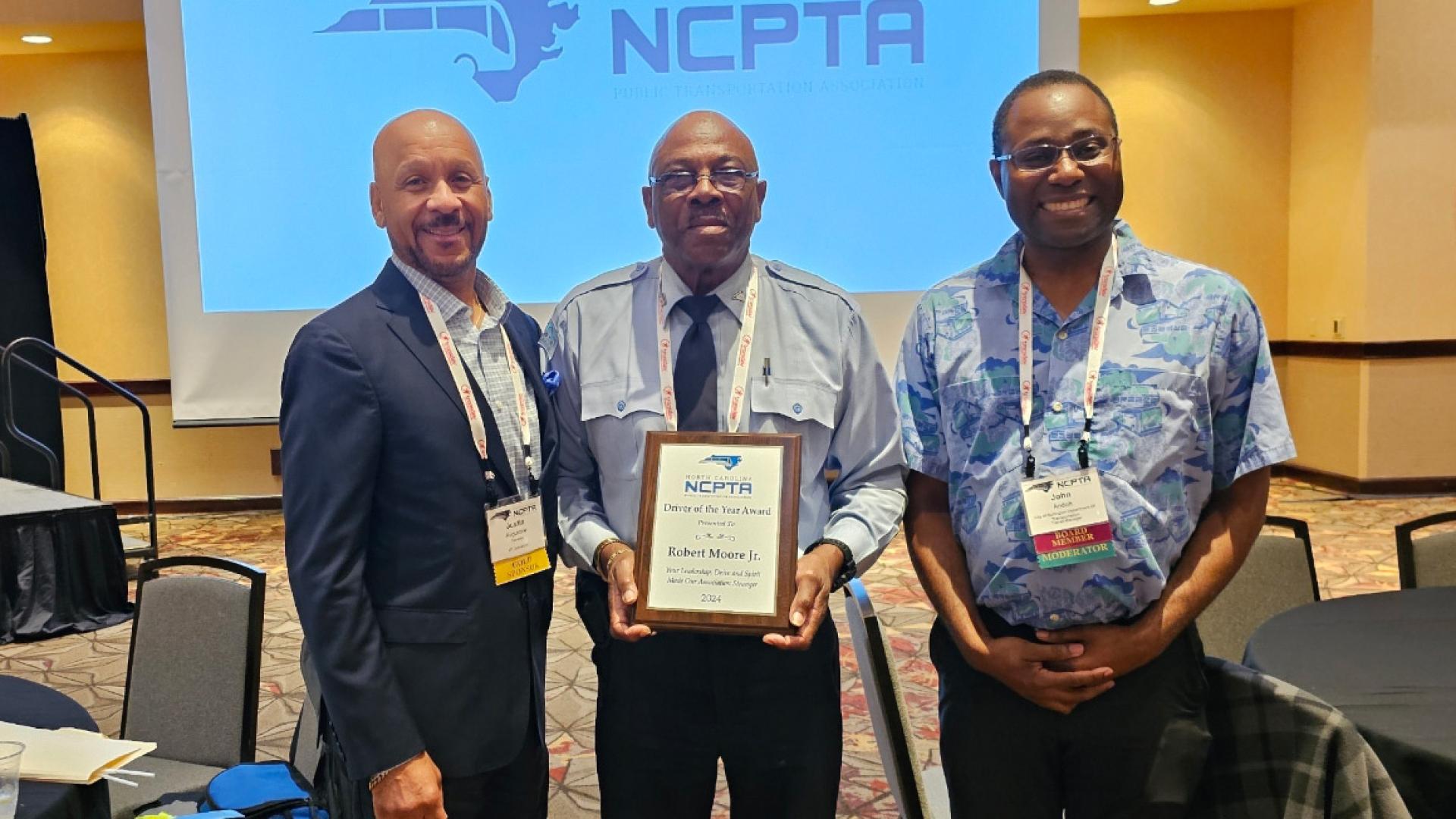 Mr. Robert Moore Jr. winner of NCPTA best driver of the year Award