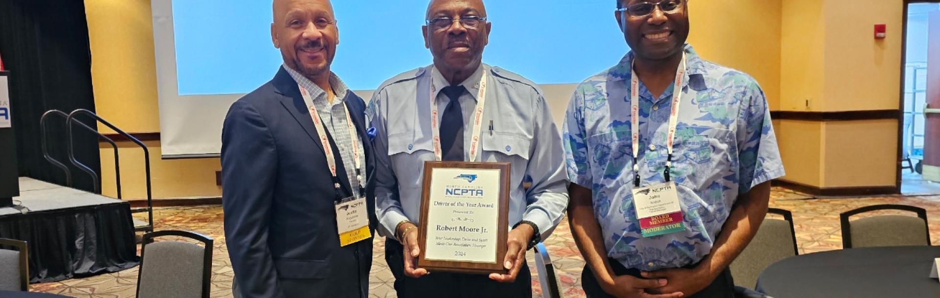Mr. Robert Moore Jr. winner of NCPTA best driver of the year Award