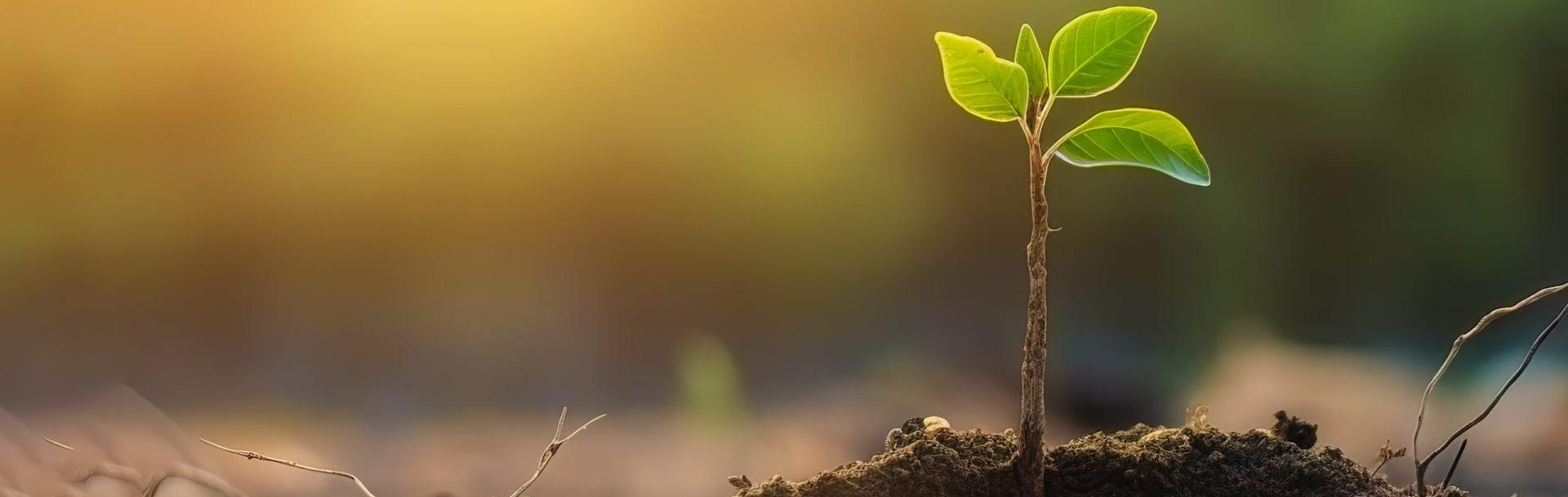 Plante au soleil dans la terre