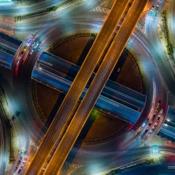 Routes et trafic vu d'en haut