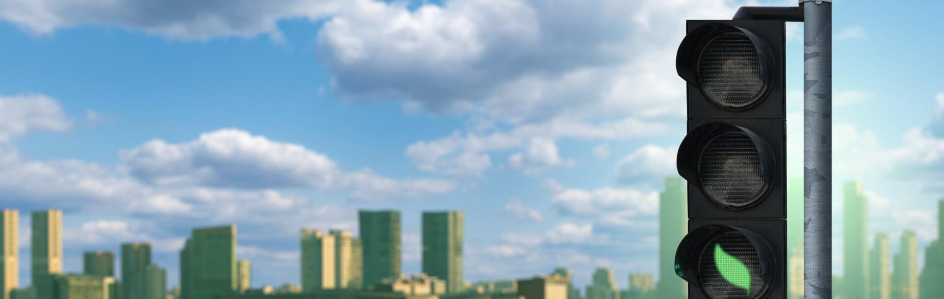 The Mobility Sphere Feu tricolore et feuille verte