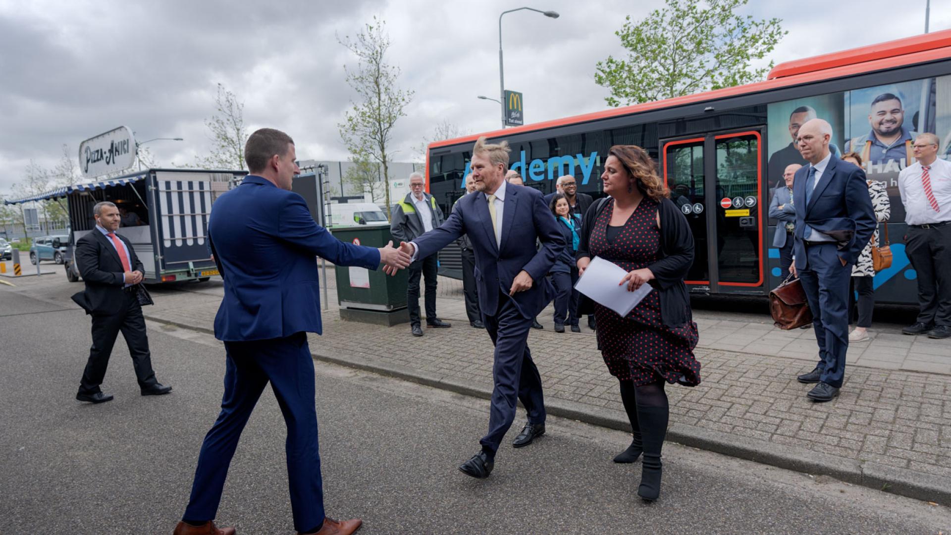 Willem-Alexander, king of the Netherlands, and State Secretary Heijnen visit NS maintenance company and Transdev Academy