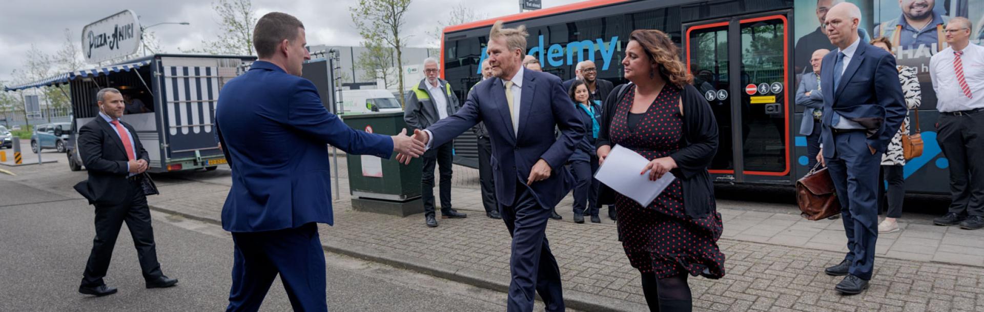 Willem-Alexander, king of the Netherlands, and State Secretary Heijnen visit NS maintenance company and Transdev Academy