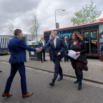 Willem-Alexander, king of the Netherlands, and State Secretary Heijnen visit NS maintenance company and Transdev Academy