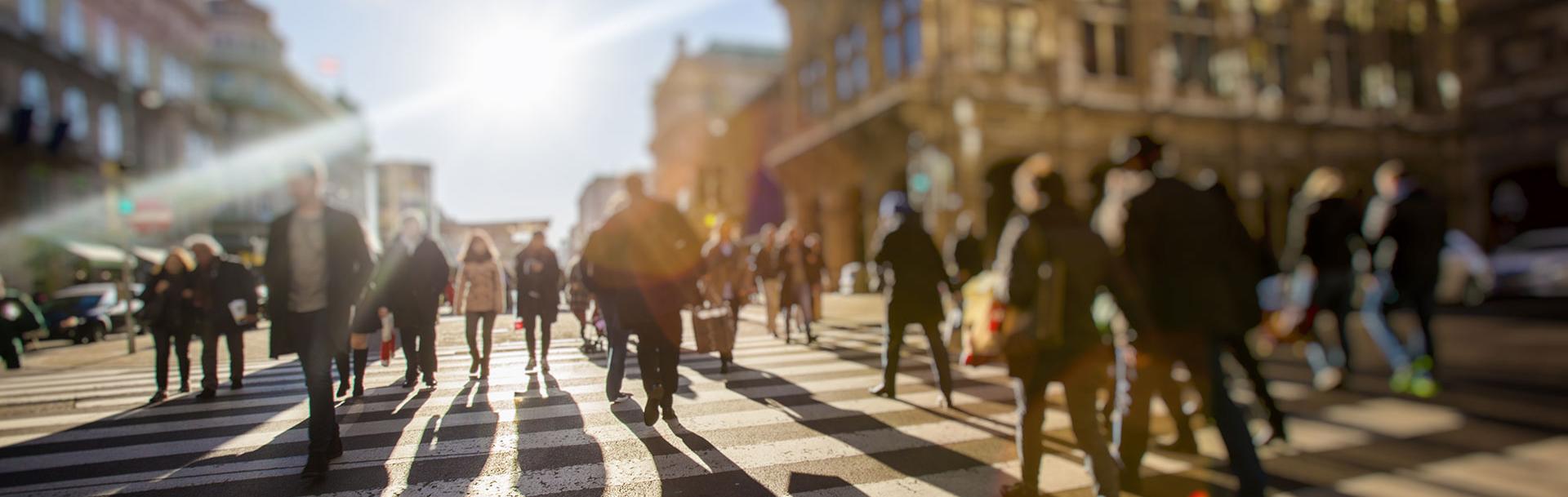 People crossing the crosswalk
