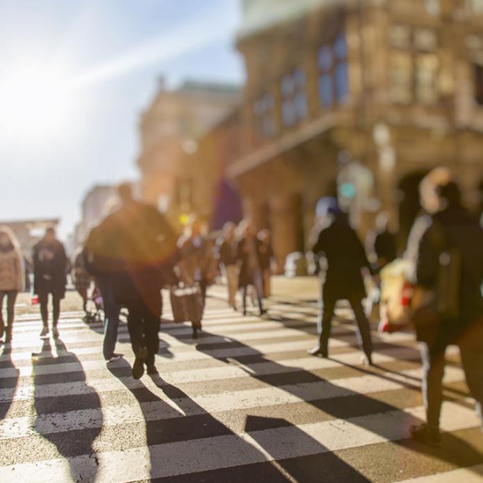 People crossing the crosswalk
