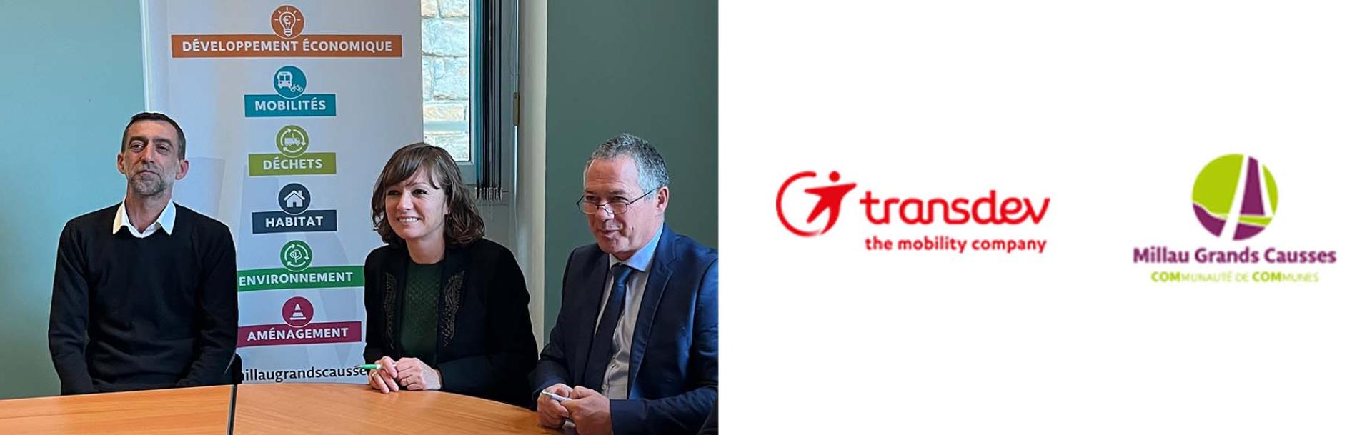 Signature pour le renouvellement du partenariat Millau et Transdev
