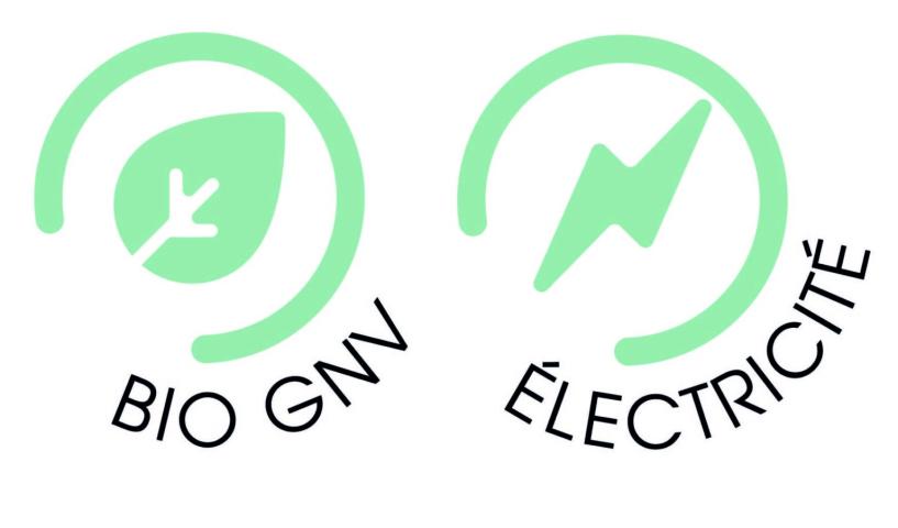 Logos énergies vertes BIO GNV et électricité