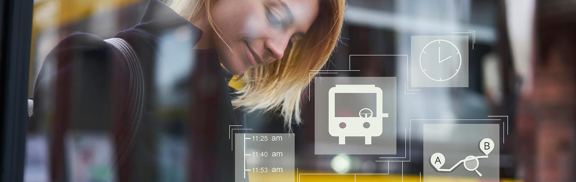 Jeune femme qui consulte son smartphone - Illustrations de datas