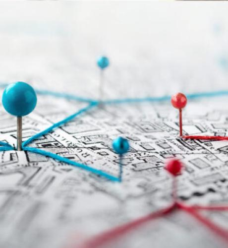 Points épinglés sur une carte