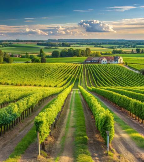 Vineyard landscape in Medoc wine region, Nouvelle-Aquitaine, France, vineyard, Medoc, wine region, Nouvelle-Aquitaine