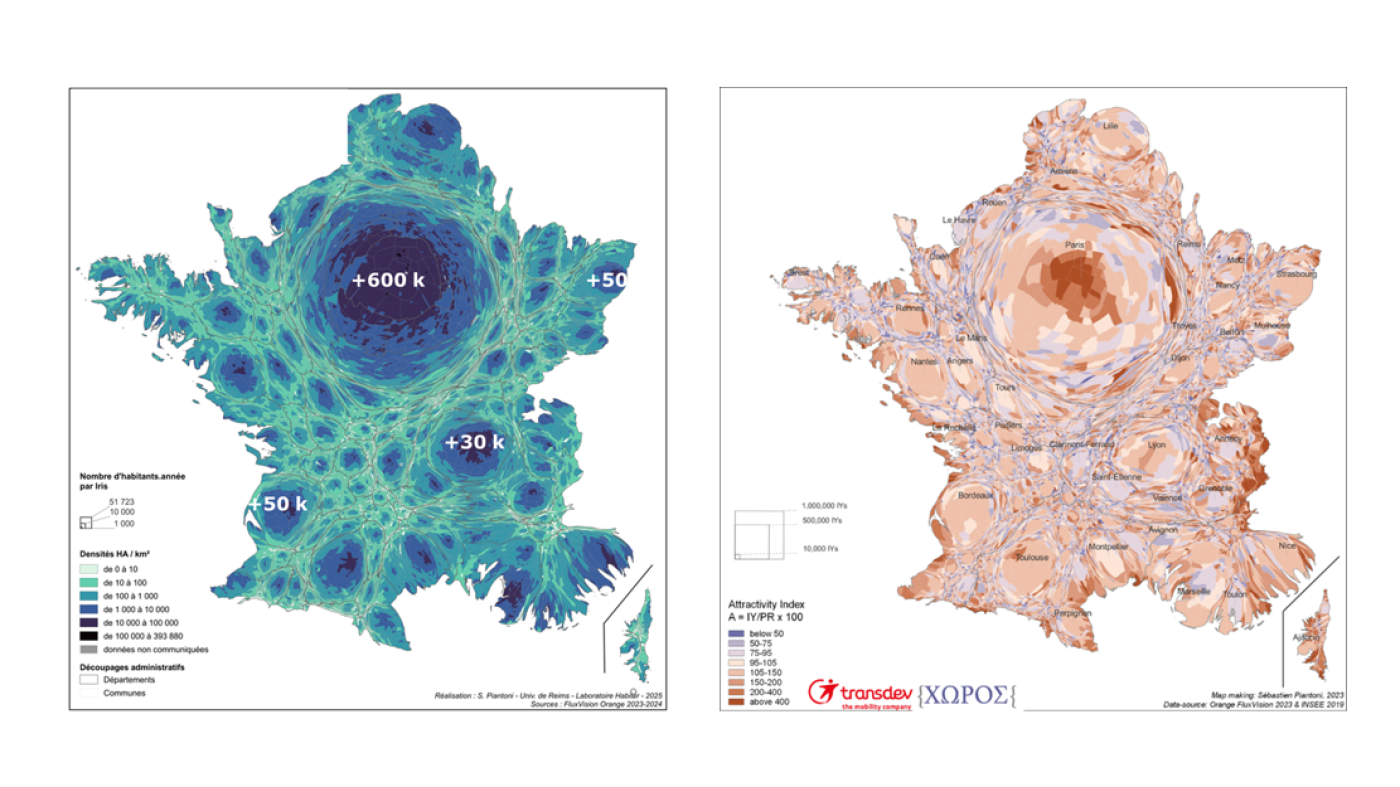 Cartes de France Attractivité et Nombre d'habitants.années