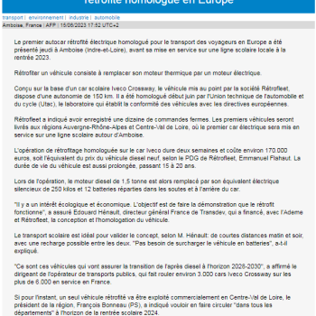 Dépêche AFP du 15 juin 2023