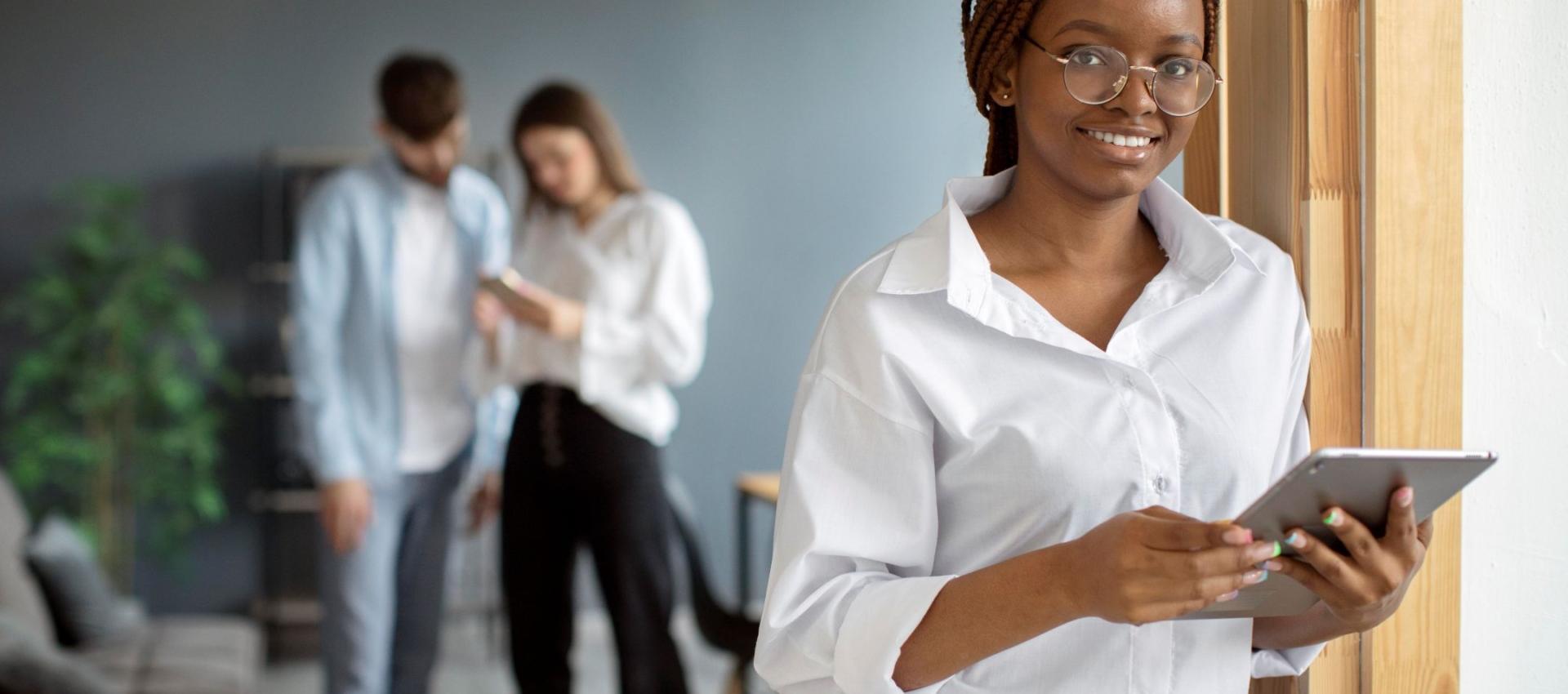 Woman working in a startup environment