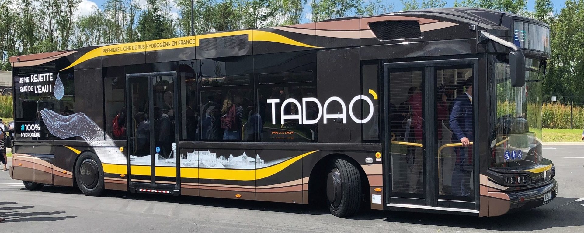 bus électrique hydrogène tadao Transdev transport marron