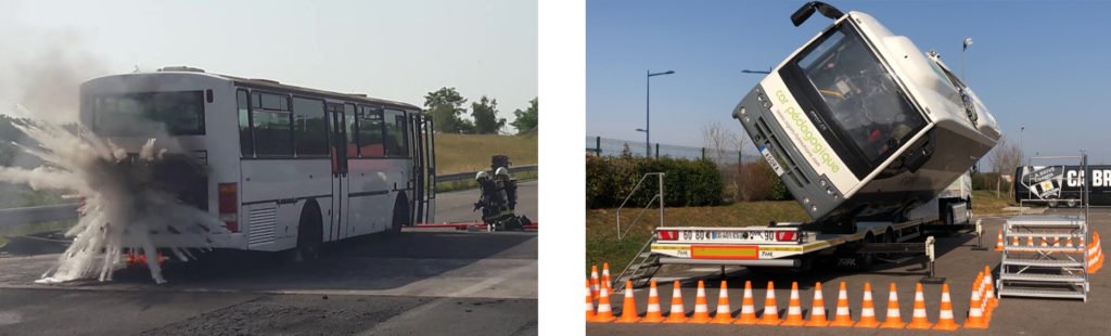 Sécurite car pédagogique et Elide Fire Citram Transdev Nouvelle Aquitaine