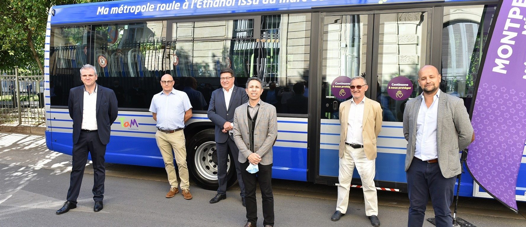 La Métropole de Montpellier, avec ce nouveau parc de 15 bus à l’éthanol circulant avec de marc de raisin, sera le 1er réseau urbain français à déployer autant du bus à l’éthanol.