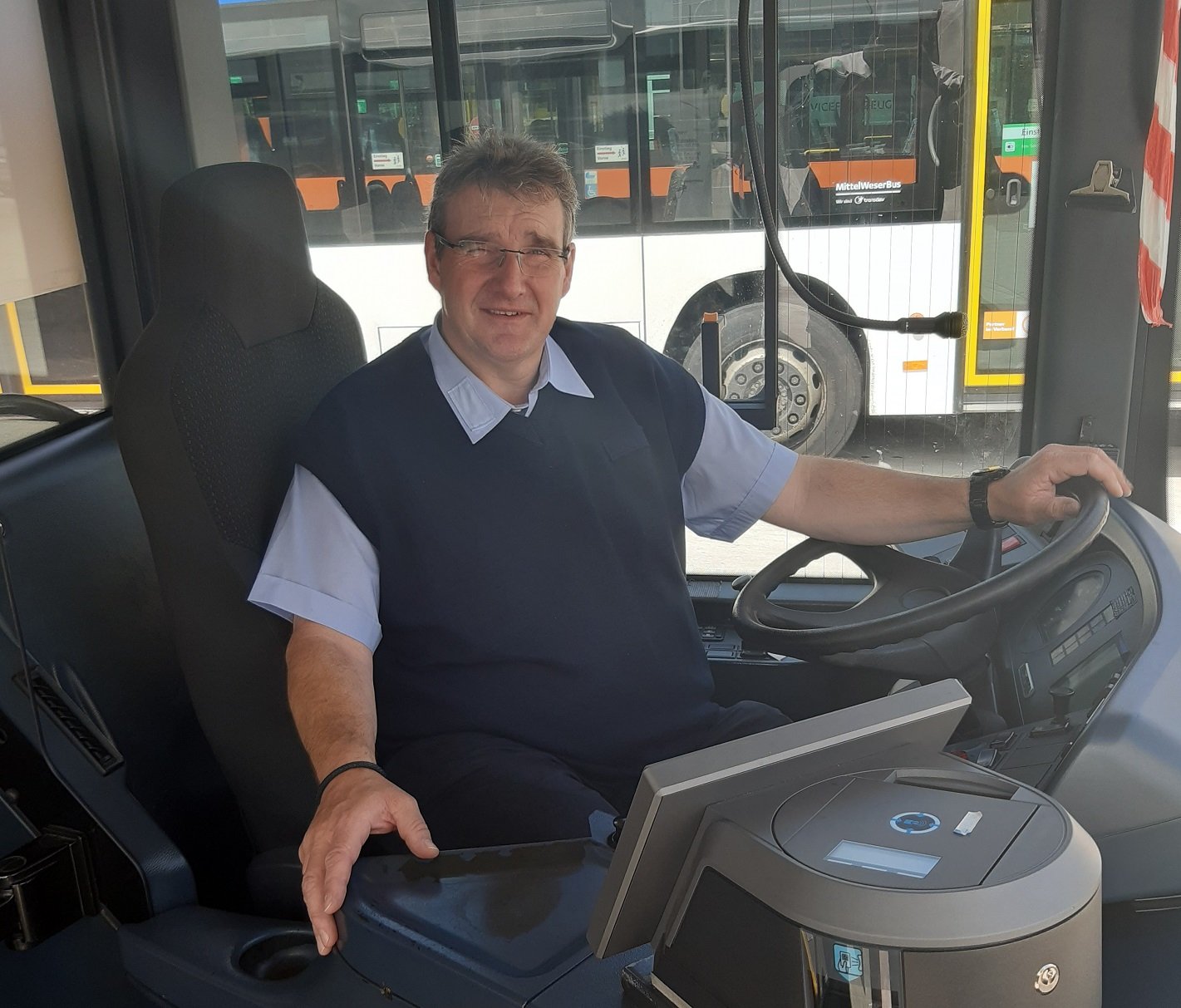 Bus driver Jens Minden enjoys driving his bus in Minden