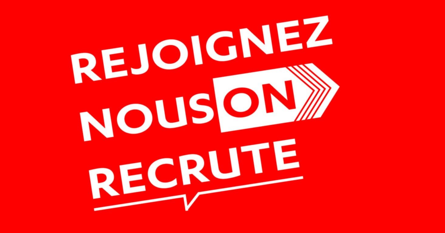 affiche fond rouge avec pour titre " rejoignez nous on recrute"