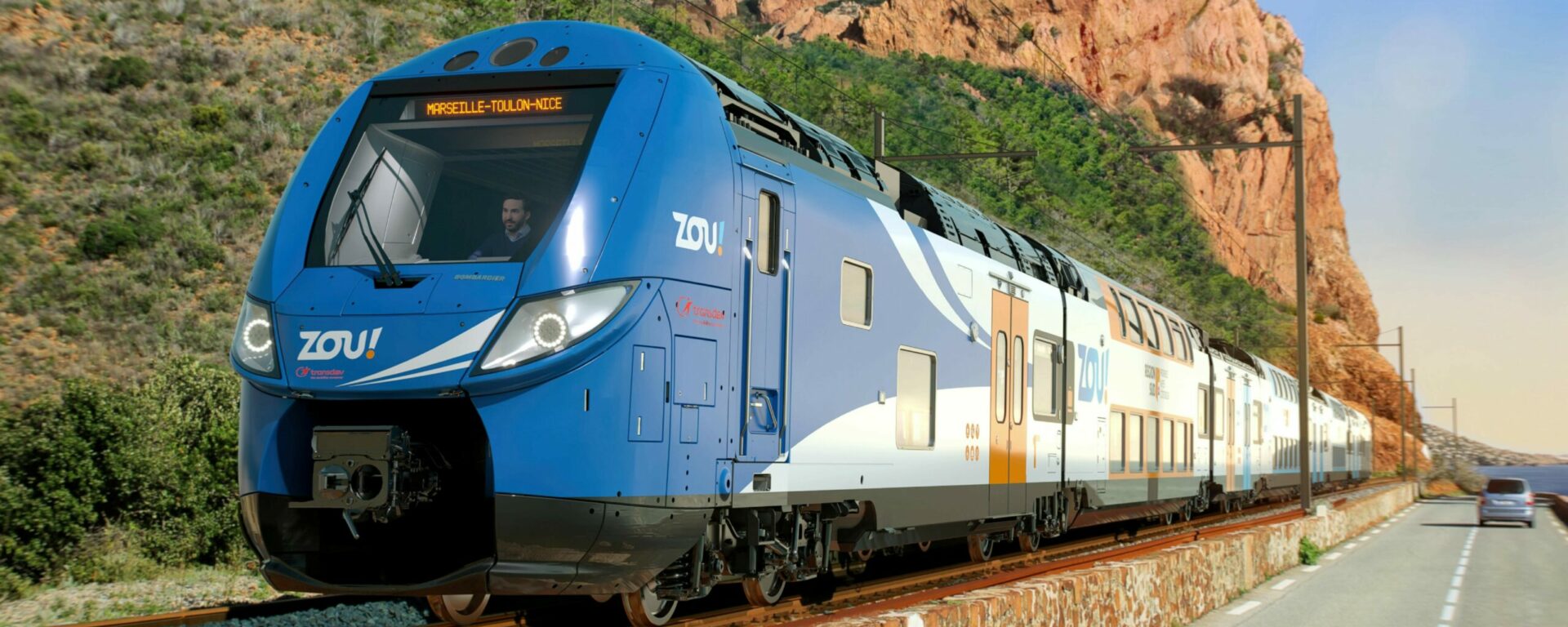 Exterior view of the Omneo Premium train for the Marseille-Nice line – Non-contractual design for illustration purposes (©Alstom / Yellow Window)