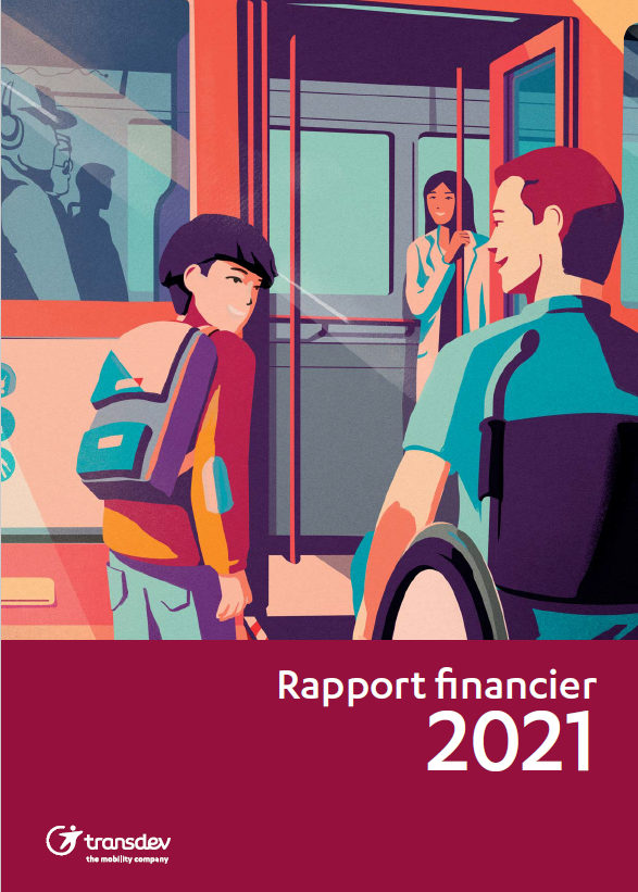 affiche dessin du rapport financier de 2021 - avec un jeune garçon, un homme handicapé et une femme médecin