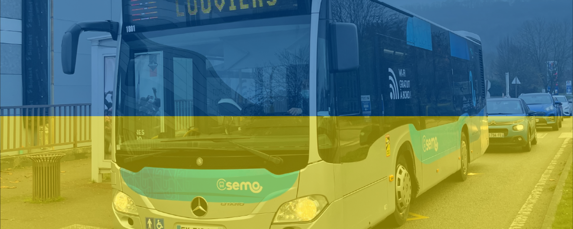 Bus Semo mobilisé pour l'Ukraine (Transdev Urbain Seine-Eure)