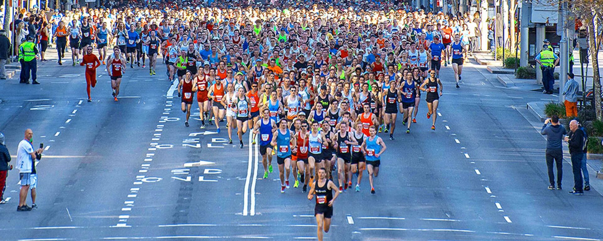 Photo of thousands competitors running at City2Surf run in Australia taken from above