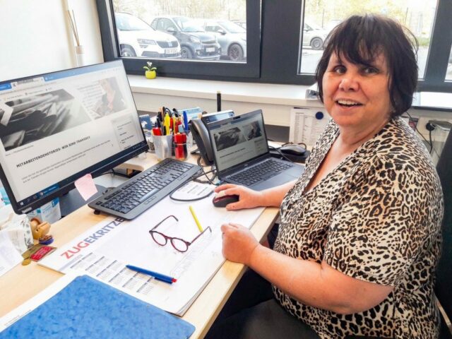 Uta Ehlert sitting at her desk