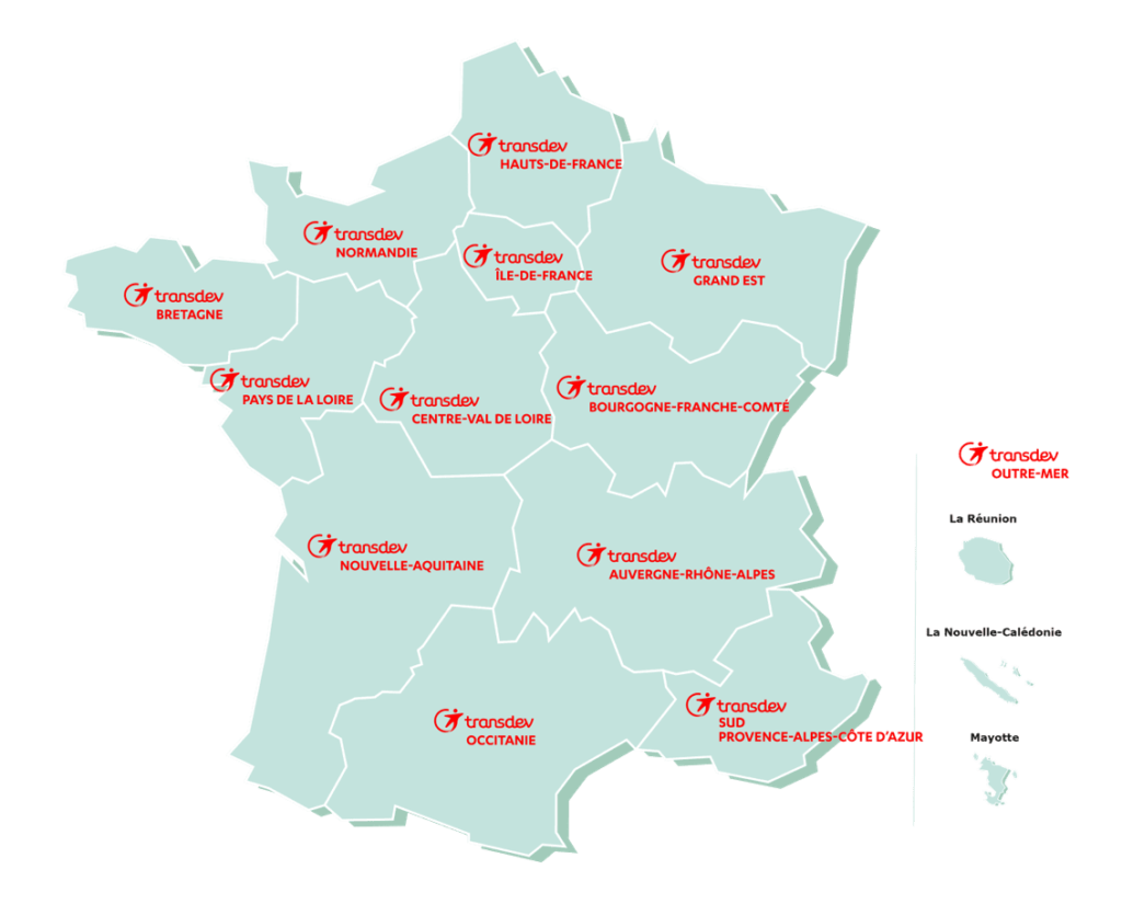 carte des collectivités territoriales en france avec qui transdev collabore