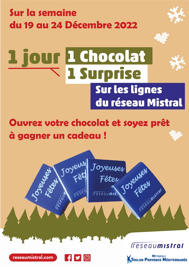 Opération 1 Jour 1 chocolat 1 surprise sur le réseau Mistral