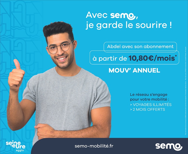 Affiche de promotion abonnements annuel Semo - Avec semo, je garde le sourire