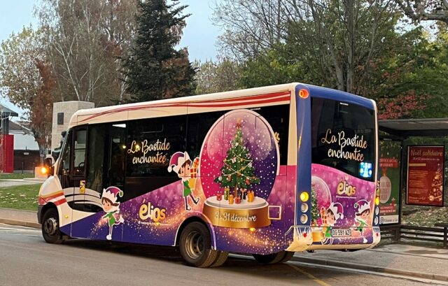 Bus Elios avec une habillage La Bastide enchantée