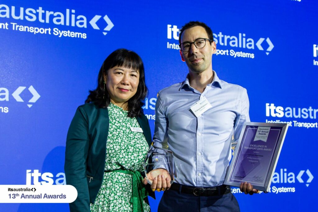 Transdev’s Head of Network Solutions Thibaud Robineau receives the Transport Data Award from UTS Professor Fang Chen