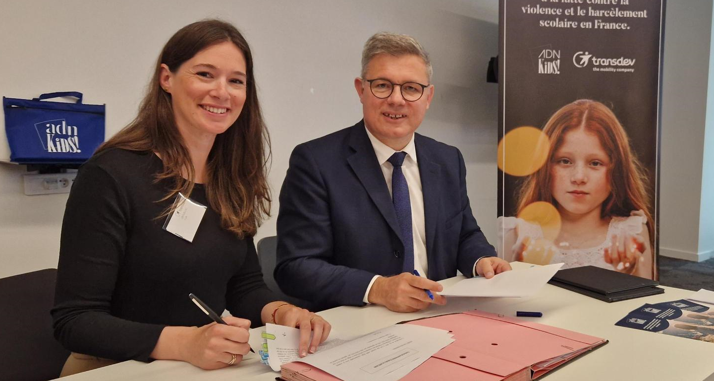 Edouard HENAUT Directeur Général France de Transdev et Julie Crouzillac Présidente ADN Kids