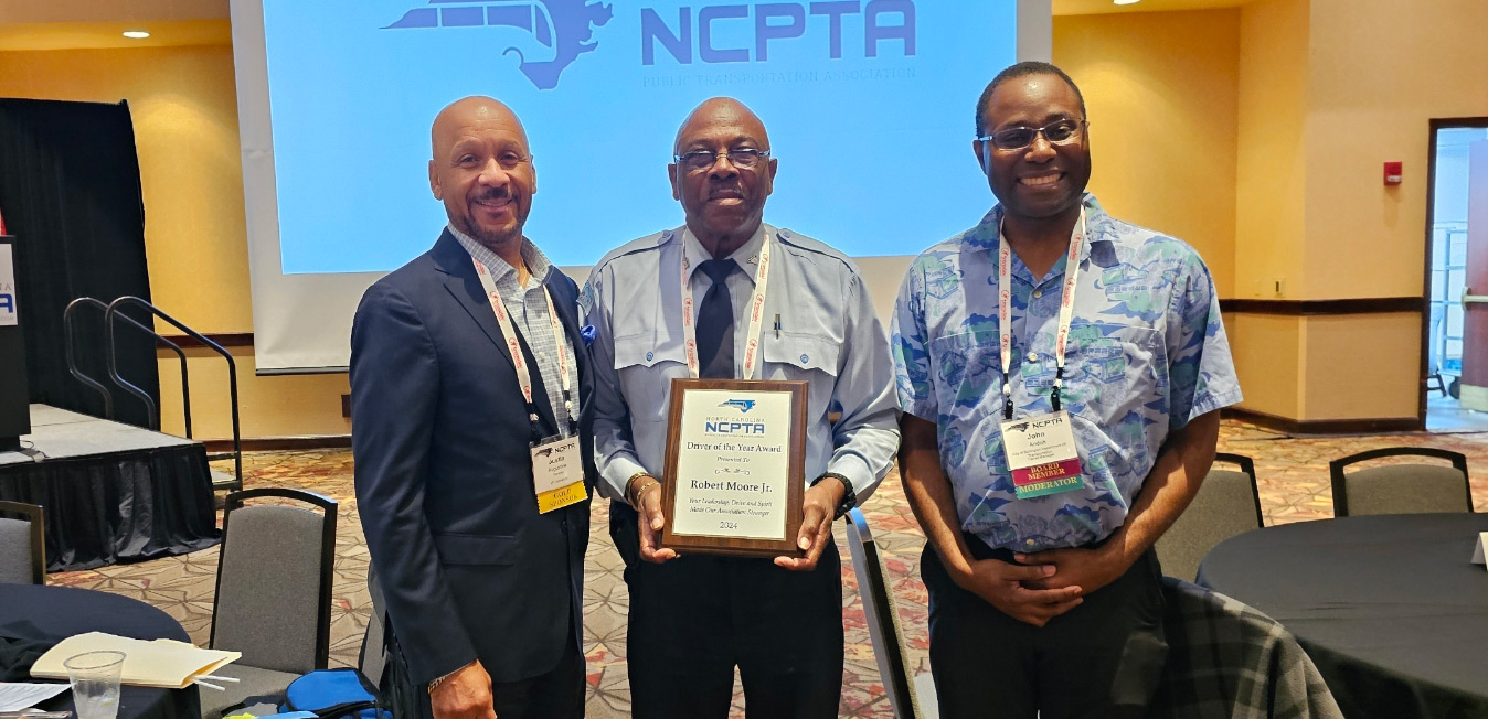 Mr. Robert Moore Jr. winner of NCPTA best driver of the year Award