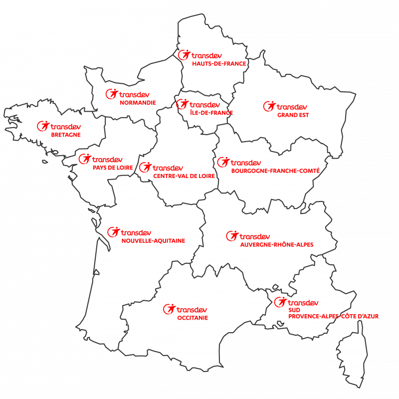 Transdev carte France découpage pôles régionaux marques logos