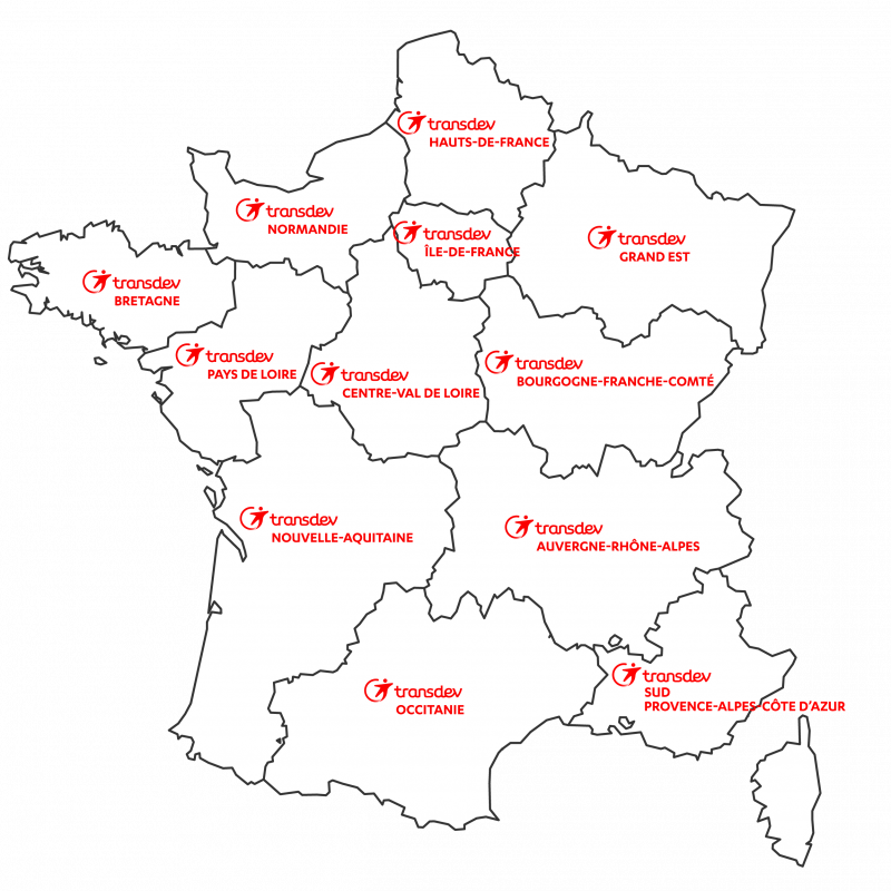Transdev_carte France_découpage pôles régionaux Transdev carte France découpage pôles régionaux marques logos